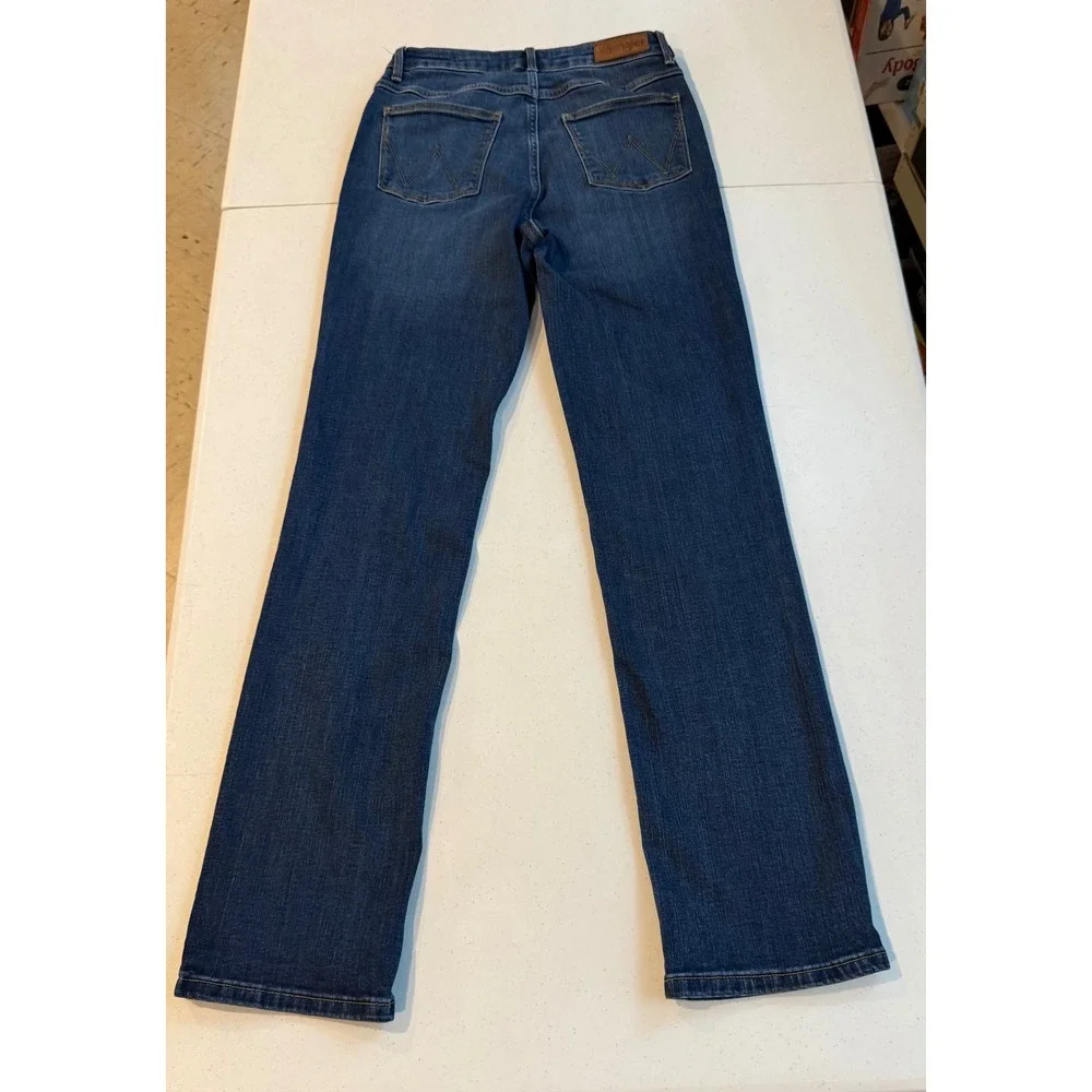 Wrangler Womens High Rise True Straight Jeans Dark Wash Denim 6x32 10MT1STST